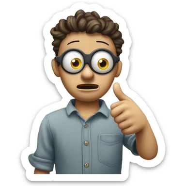  Follow all the information to  a tee: a puppet boy, buttons for eyes , stitched up mouth. He's giving a thumbs up to the camera. he looks depressed. sticker