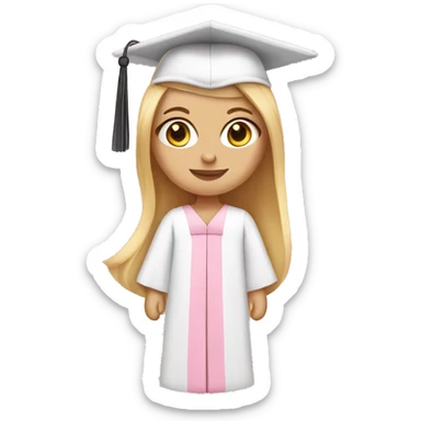 White Girl wearing baby pink graduation gown sticker