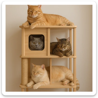 cats relaxing in a vertical playhouse sticker