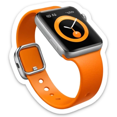 a orange apple watch with fitness rings in the style of an ios emoji  sticker