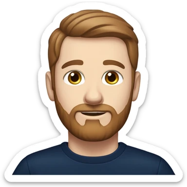 irish man, blue eyes, brown short hair and short beard, wearing a smart navy blue jumper. sticker