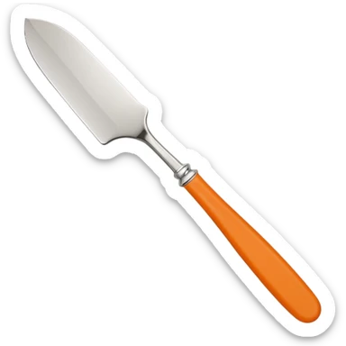 Hermès-style butter knife, classic design, silver blade, Hermès orange handle, luxury, cute emoji style sticker