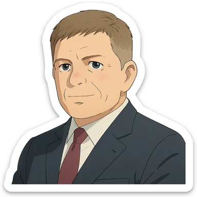 portrait of Robert Fico, Prime Minister of Slovakia in ghibli style sticker