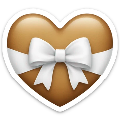 Light brown heart with white bow  sticker