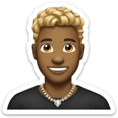 tan male black shirt wearing diamond chain with diamond grillz sticker