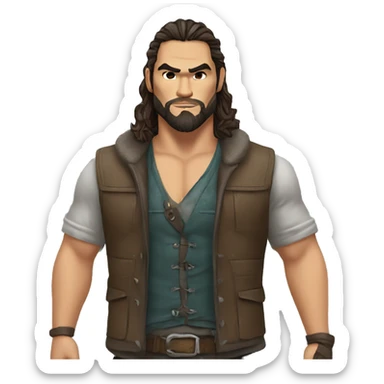 realistic jason momoa wearing vest sticker