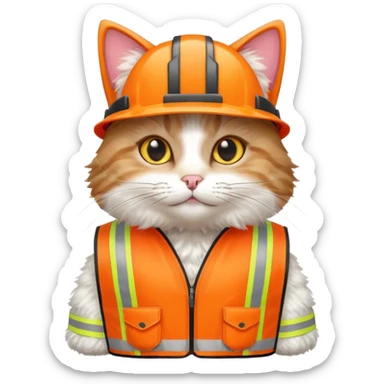 cat in hi-vis vest sticker