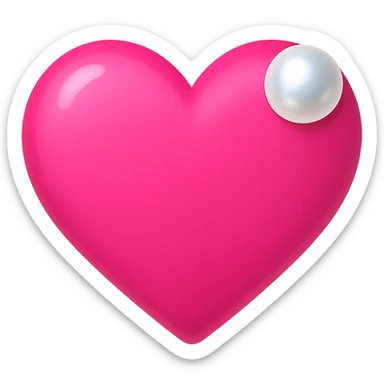 Create a pink heart with a pearl accent in the style of emoji, with no background. The style should resemble apple style emojis with a clean and concise look. sticker