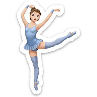 Ballet dancer in over the knee socks, leotard and long brown hair sticker