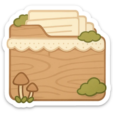 Add a stack of papers inside this exact folder, with some papers peeking out the top. Keep the same art style and transparent background. No words or text. The style is a simple, clean folder icon with a transparent background. sticker