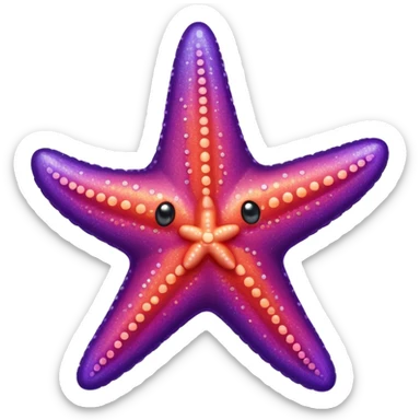 color gradient between red and purple glitter cute starfish sticker