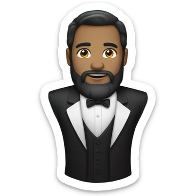 man with dark hair and light skin with beard in a tuxedo sticker