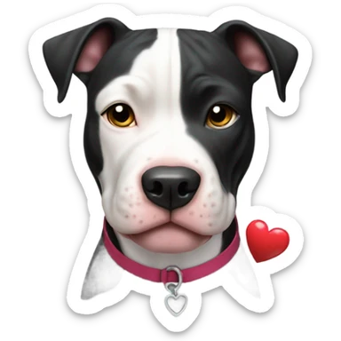 Black and white pitbull with heart on chest sticker