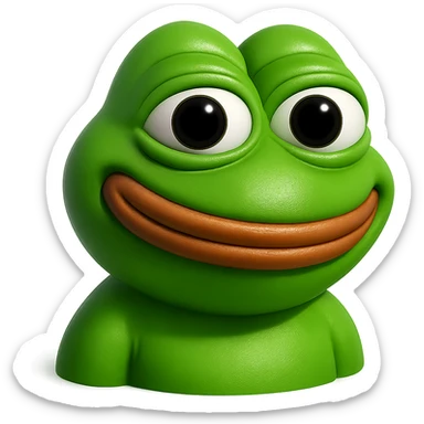 make a pepe in bright green smiling and looking straight at the camera in 3d style, good highlights and shadows, drop shadows

pepe in
- 3d style
- bright green
- smiling
- looking straight at the camera
- good highlights and shadows sticker