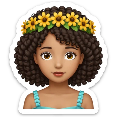Menina de cabelo cacheado preto e abaixo do ombro  sticker