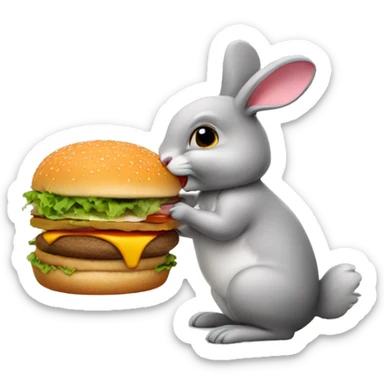 bunny eating burger sticker