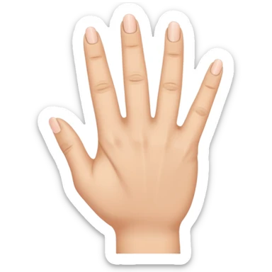 the ring finger, index finger, and middle finger facing up while the thumb and pinky finger are facing inwards towards the hand sticker