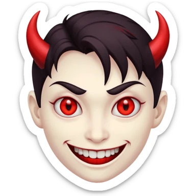evil person with devilish smile sticker