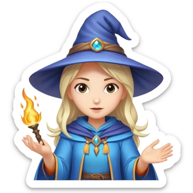Girl mage casting freeze spell sticker