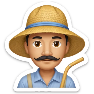 rice farmer with a chinese mustache sticker