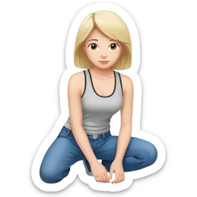  woman crouching sticker