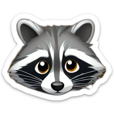 Funny raccoon digging through crumpled paper sticker