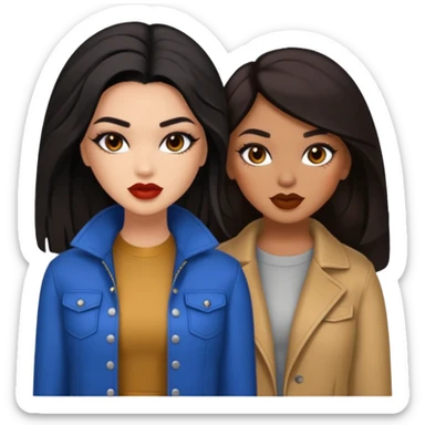 Boujy baddie best friends, trendy heavy makeup both dark hair one light skinned and one caramel skin  sticker