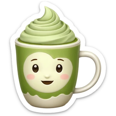 matcha latte in a cup without a spoon sticker