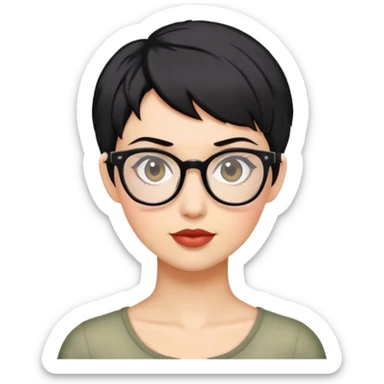 woman pixie cut black hair with glasses sticker