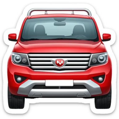 Red np300 with a bullbar sticker