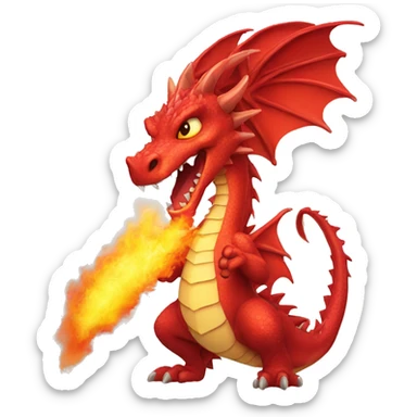 red ferocious dragon breathing fire sticker