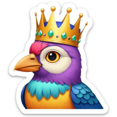 bird with crown and piercings single vibrant colour  sticker
