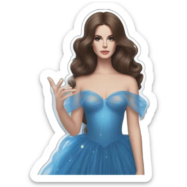 Lana Del Rey casting a spell com um vestido transparente azul cintilante tomara que caia rasgado sticker