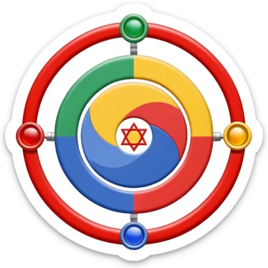 Drapeau avec deux parties coupés à l'horizontale partie du bas verte et celle du haut bleu, une roue des 16 chakra rouge est en plein centre c'est le drapeau de roms sticker