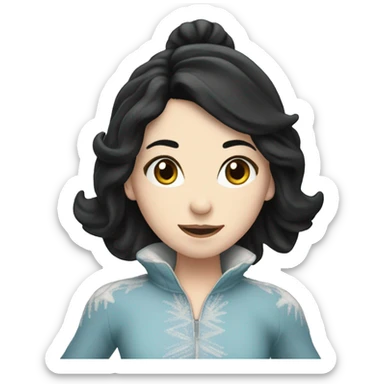 ice skater with black hair and pale skin skating trough the ice sticker