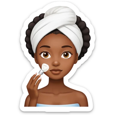 Black girl applying face cream for skincare routine sticker