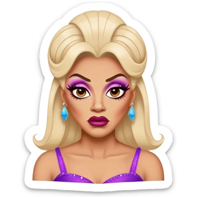 Drag queen with a disgusted face expression sticker