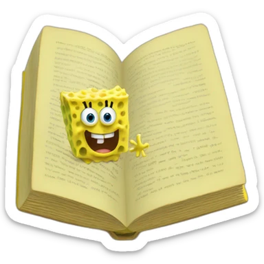Sponge Bob reading thick book sticker