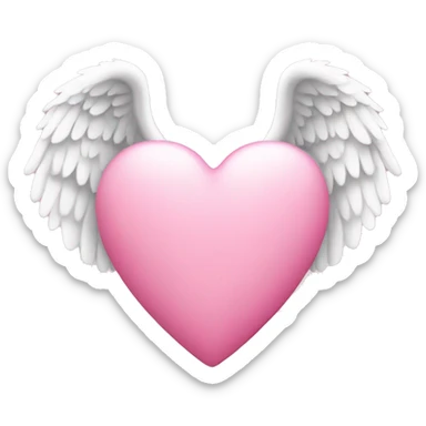 Pink heart with white angel wings sticker