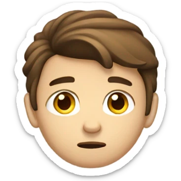 caucasian Sad boy brown hair sticker