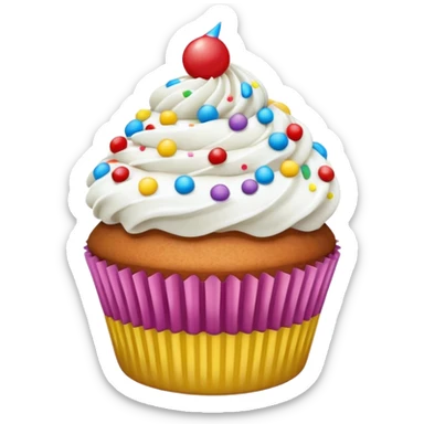 Cupcake with white icing and colorful sprinkles  sticker