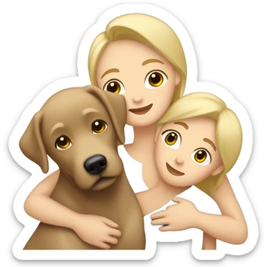 Labrador beige with Blonde Woman and men hug sticker