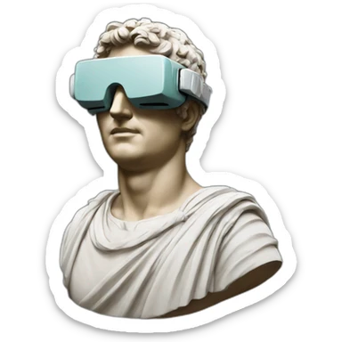 Roman sculpture with virtual reality glasses sticker
