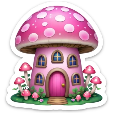 Pink girly Galaxy mushroom house covered in vines sticker
