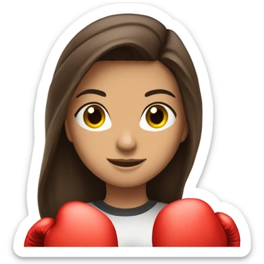 à beatiful long hair brunette with boxer gloves sticker