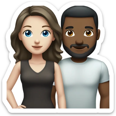 Man, pale skin, brown hair and blue eyes coupled with an olive skinned woman with black hair and brown eyes sticker