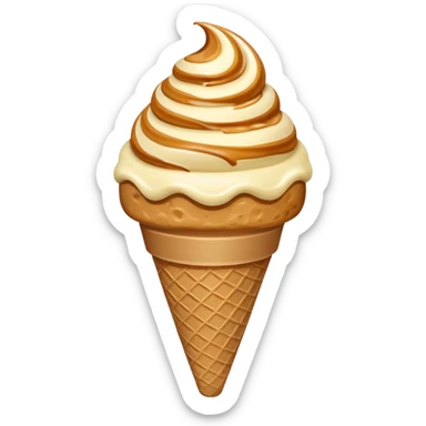 Toffee nuts ice cream cone with round shape ice cream sticker
