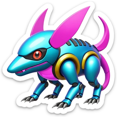  exotic tropical cyber-Protogen-Fakémon-Pokémon-Vernid-creature sticker