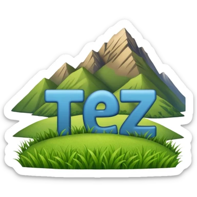 make me a emoji that has the name ted writen inside of a mountain range in new zealand and have the words nz writen under neath make it simplistic and make the mountains grassy mountains and write nz under it all sticker