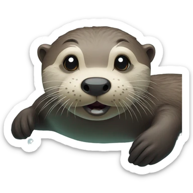 otter swimming in the sea sticker
